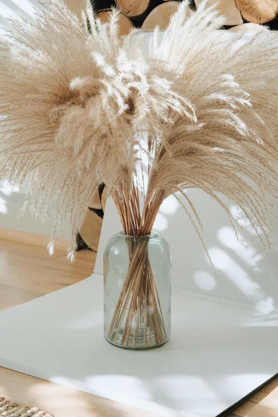 Herbes de la pampa et fleurs séchées dans un vase